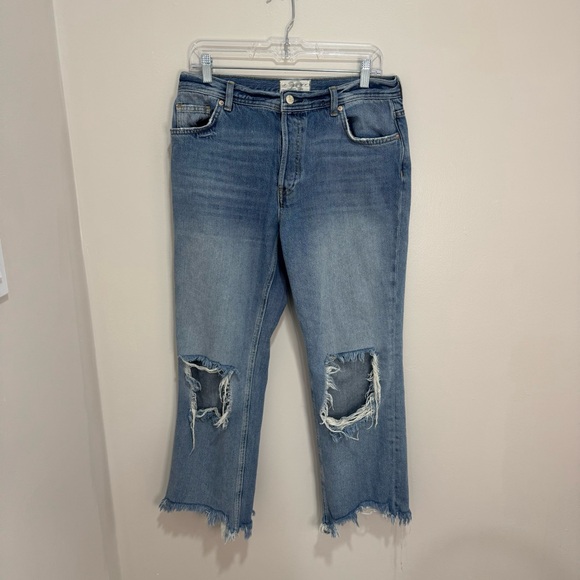 Free People We the Free Maggie Mid Rise Straight Leg Jean Distressed Raw Hem 29 - Picture 2 of 8